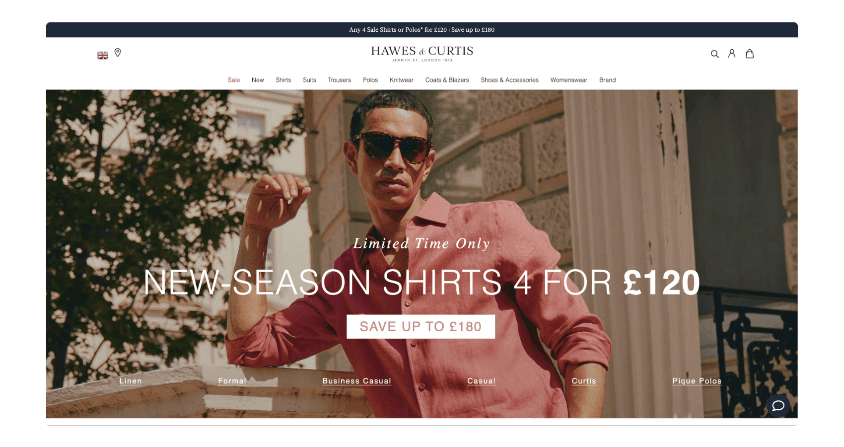 Hawes & Curtis website screen