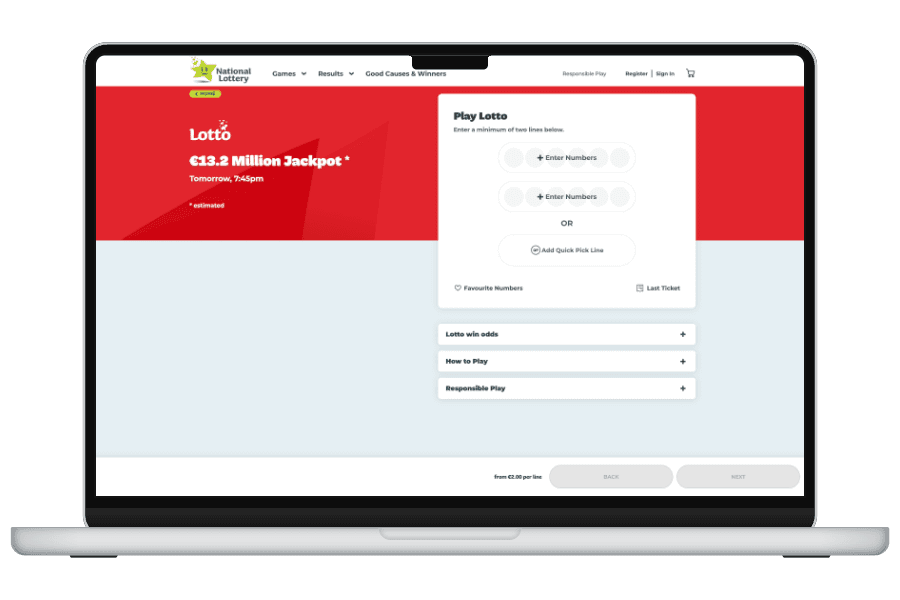 Irish National Lottery UI component example