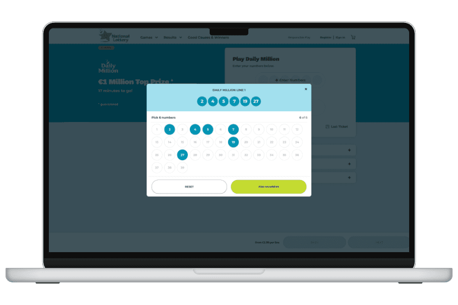 Irish National Lottery UI component example