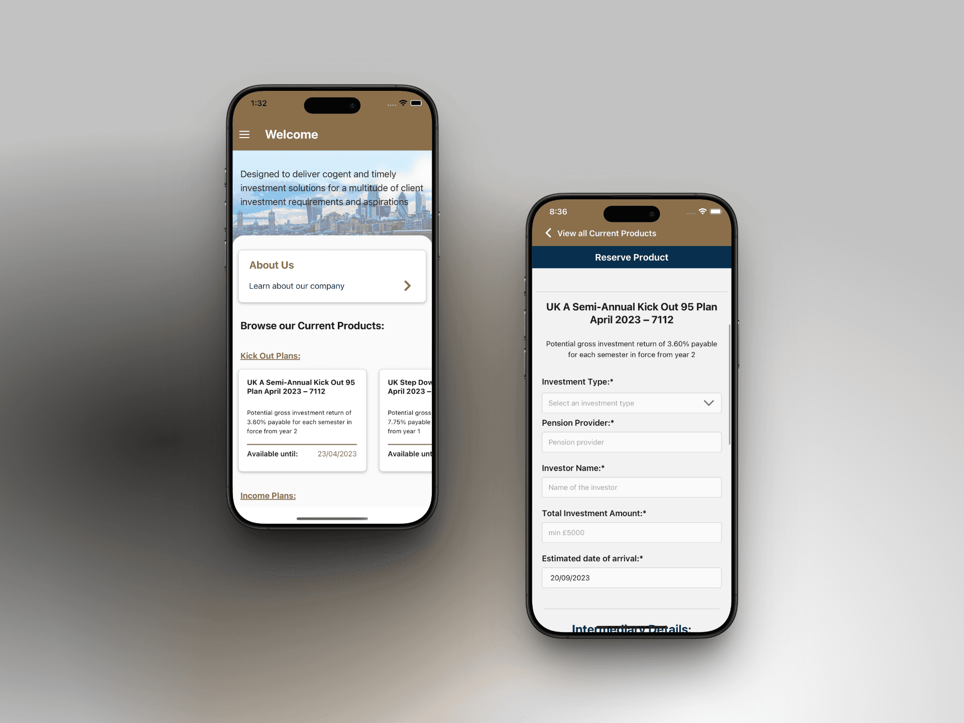 MB Structured Investments app screen
