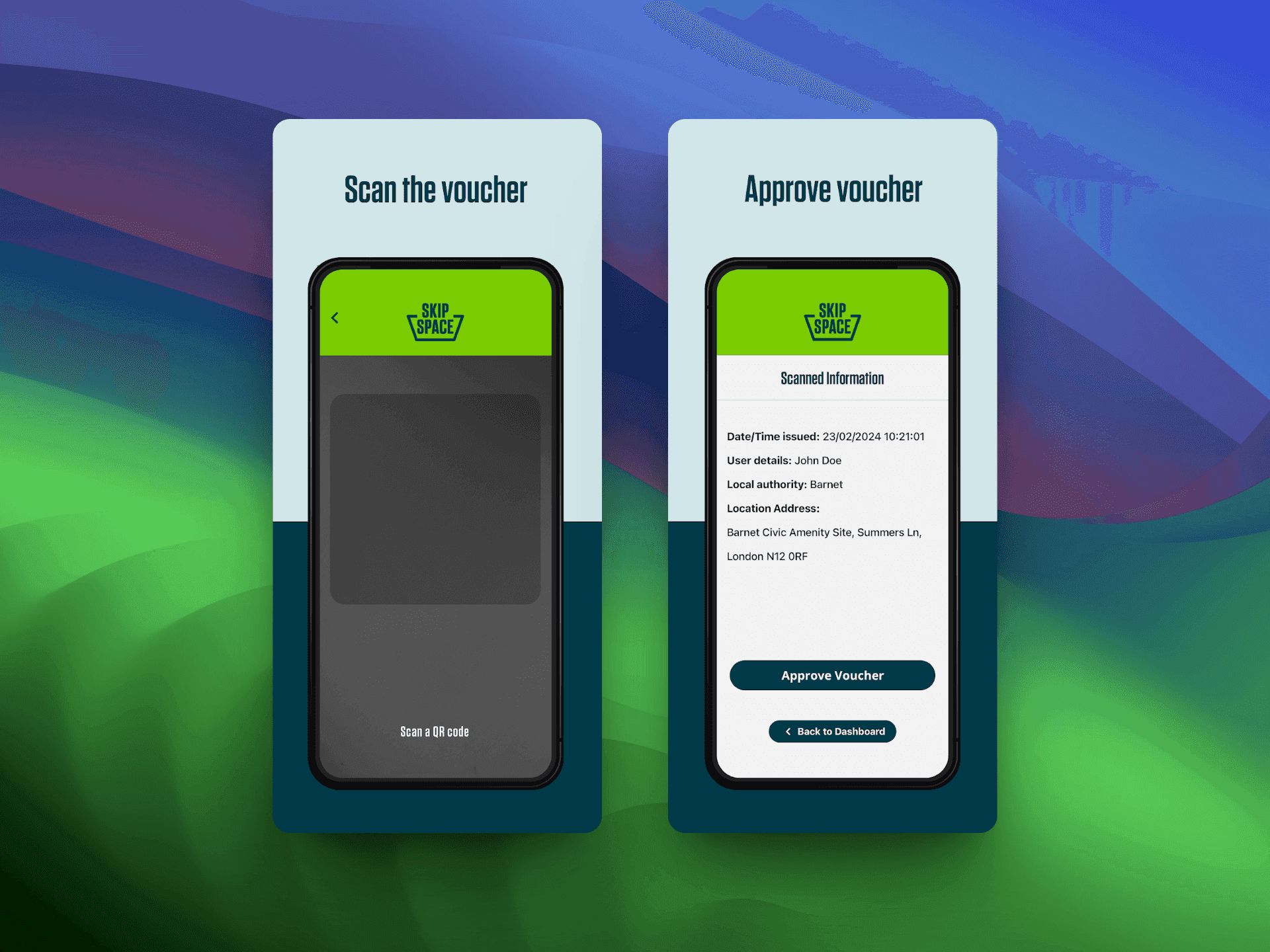 SkipSpace Security features screen