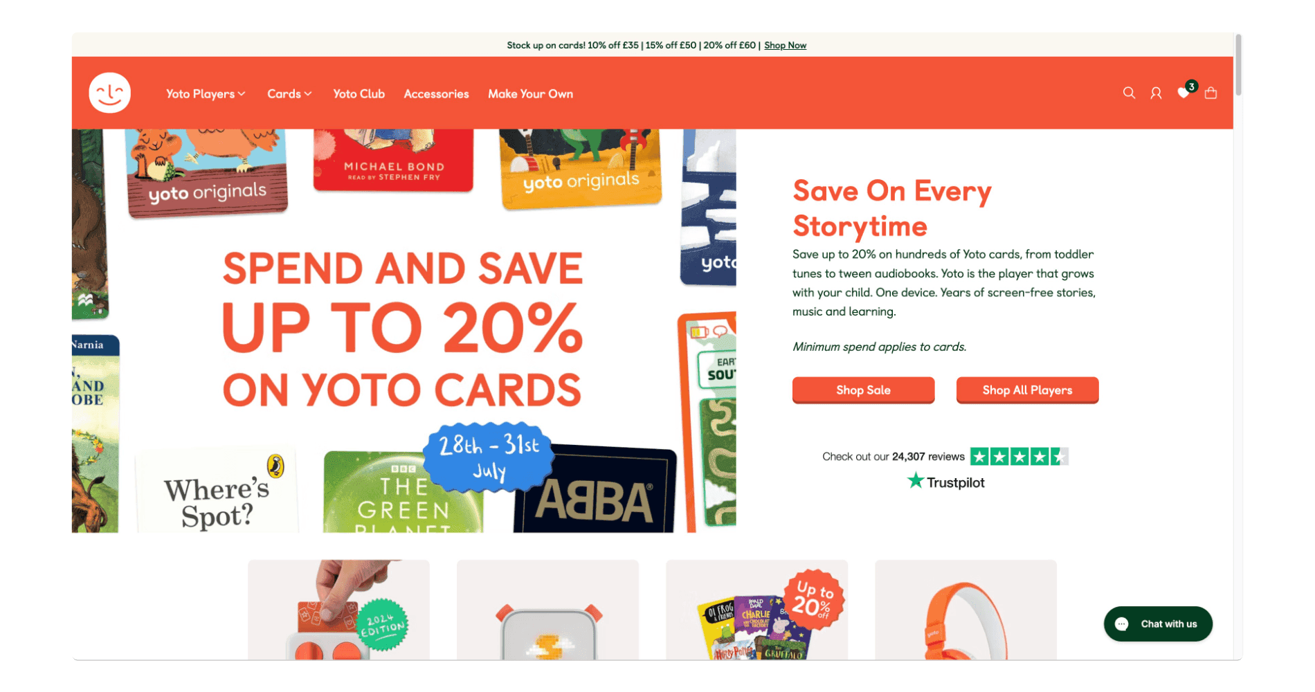 Yoto e-commerce website page